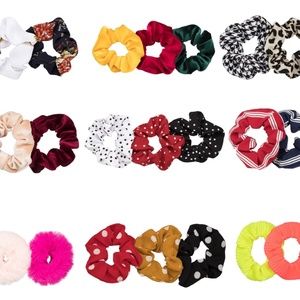 Pink Furry Variety Hair Scrunchie set - 21 scrunch